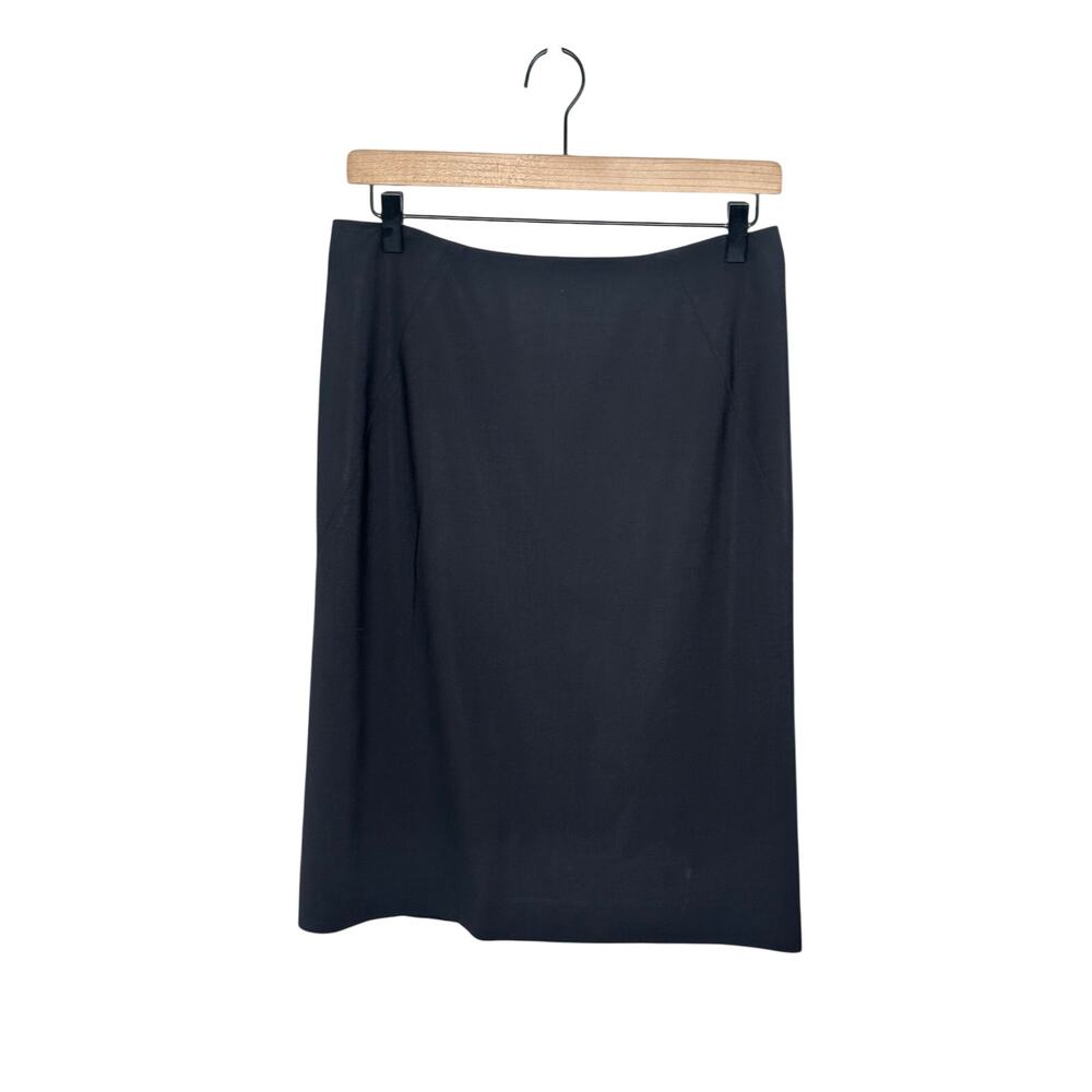Theory Black Wool Blend Golda Pencil Skirt Knee Length Back Vent Office Work 6